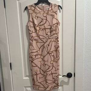 Enfocus Studio Chain Print Midi Dress - Pink and Gold